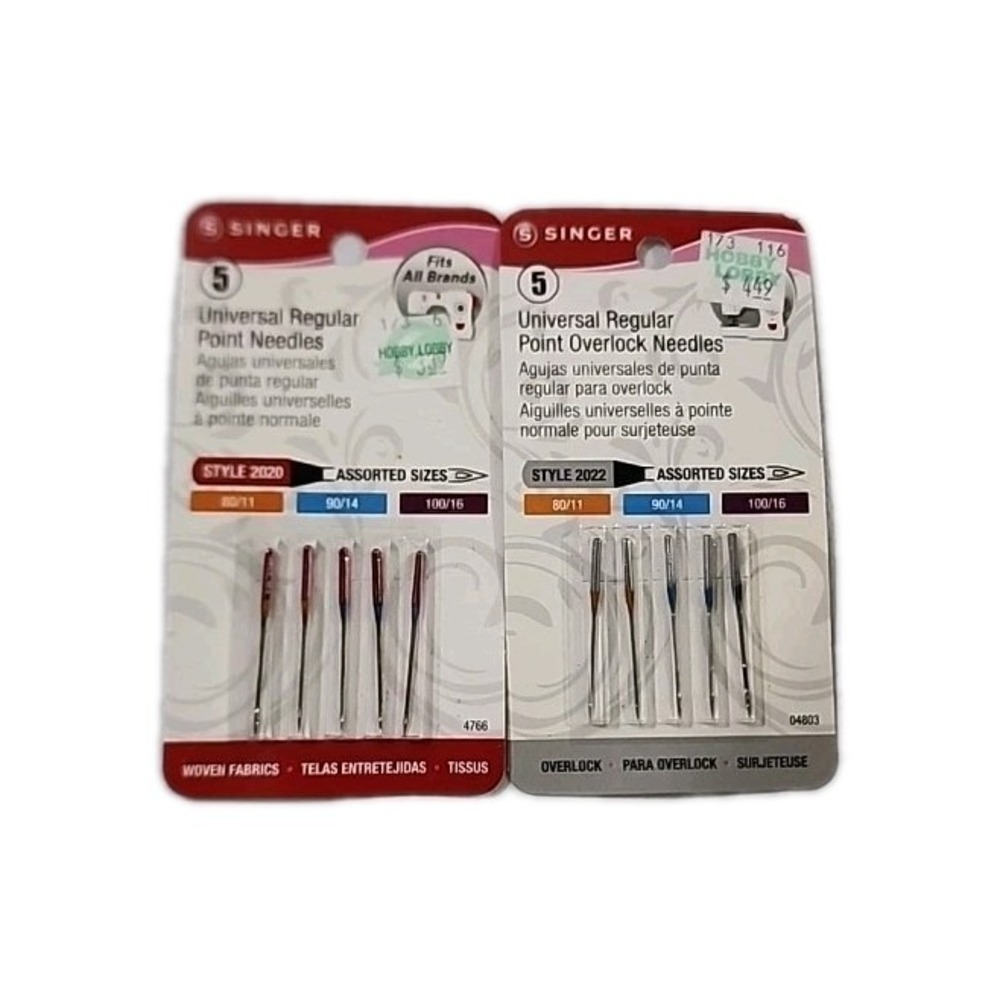 SINGER UNIVERSAL SEWING MACHINE‎ NEEDLES Assorted SIZES 80/11 90/14 100/16 20/22